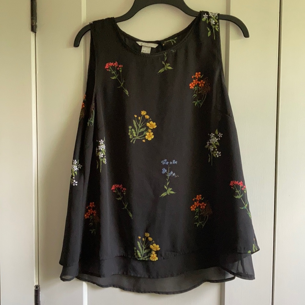 H&M Floral Black Blouse